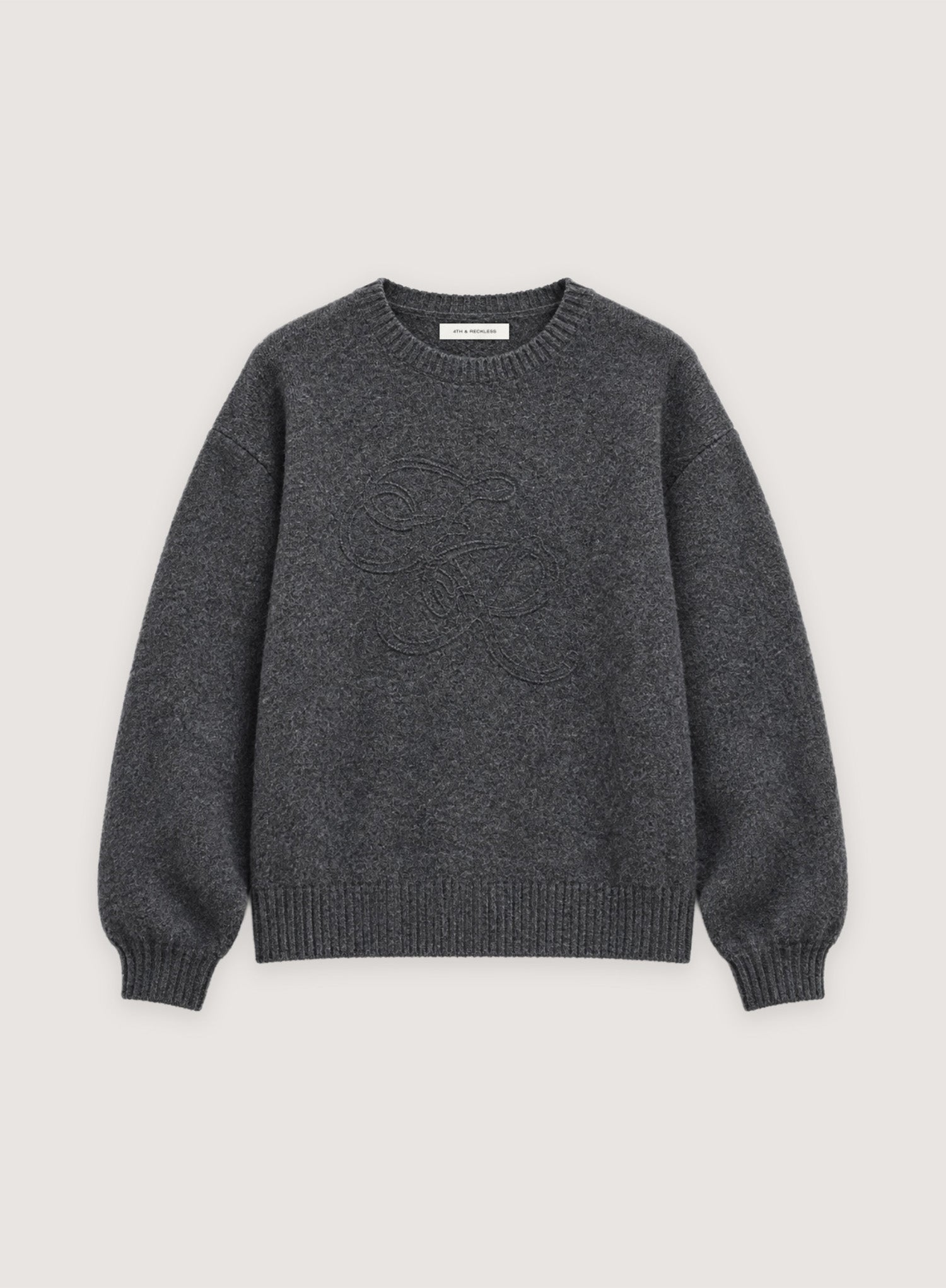 Charcoal Wool Blend Branded Knitted Jumper